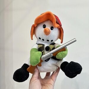 Gemmy Animated Hunting Snowman Sings Jingle Bells Deck The Halls Rifle Lights Up